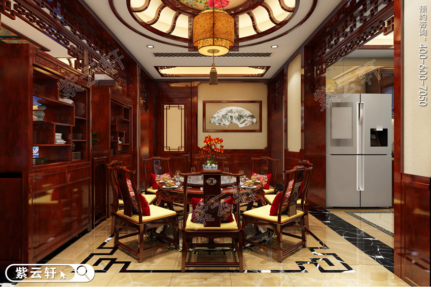 中式<a href=http://www.batparty.com.cn/canting/ target=_blank class=infotextkey>餐廳裝修效果圖</a>