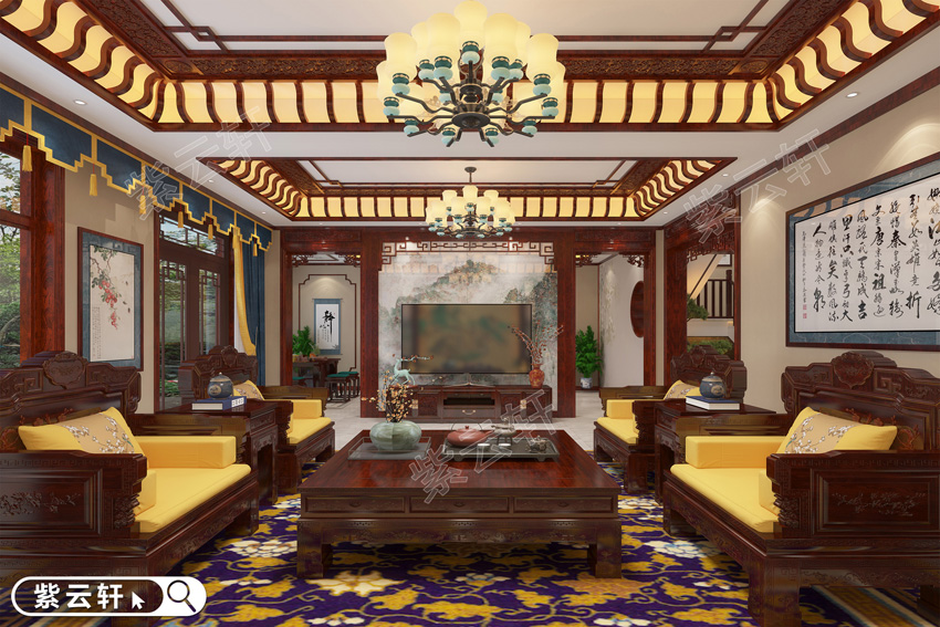 中式<a href=http://www.batparty.com.cn/keting/ target=_blank class=infotextkey>客廳裝修效果圖</a>