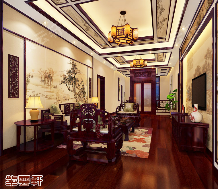 起居室<a href=http://www.batparty.com.cn/ target=_blank class=infotextkey>中式裝修效果圖</a>