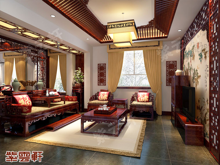 起居室<a href=http://www.batparty.com.cn/ target=_blank class=infotextkey>中式裝修風(fēng)格</a>圖