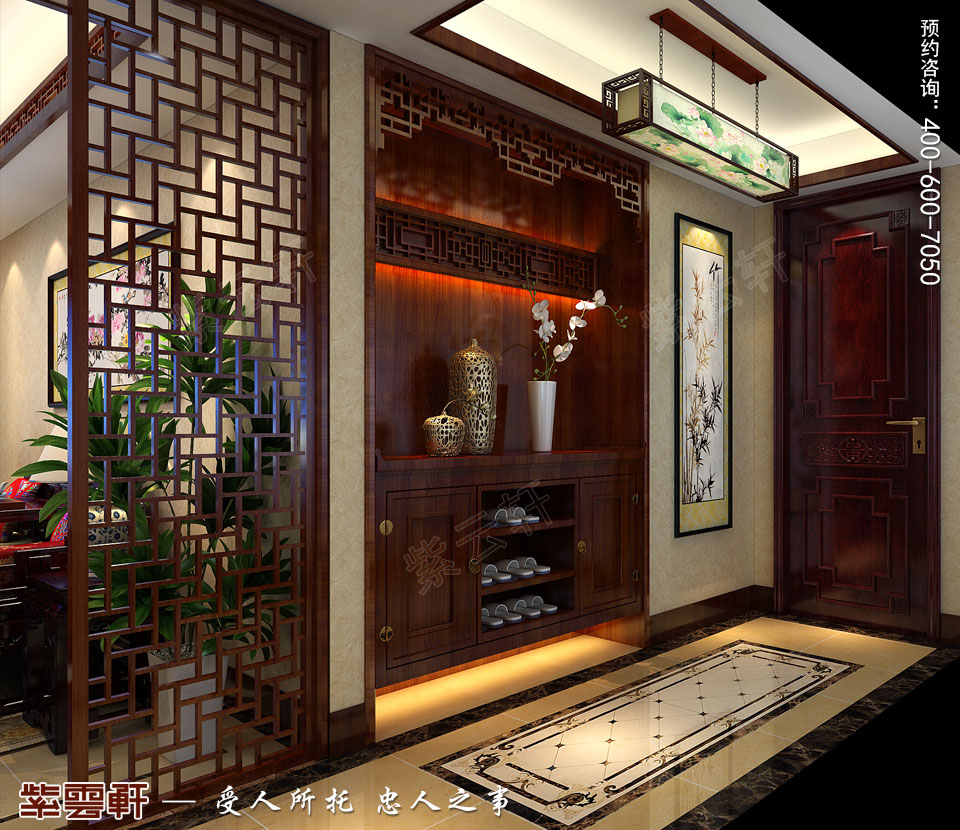 門(mén)廳<a href=http://www.batparty.com.cn/fuguzhongshi/ target=_blank class=infotextkey>復(fù)古中式風(fēng)格</a>裝飾效果圖