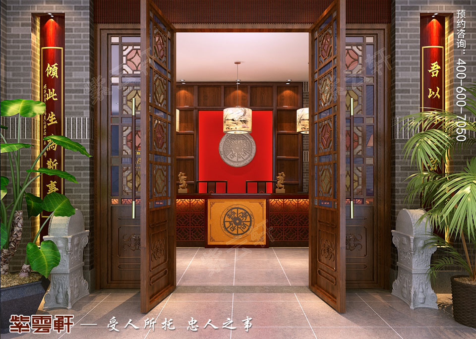 私人會(huì)所前廳古典<a href=http://www.batparty.com.cn/ target=_blank class=infotextkey>中式裝修效果圖</a>